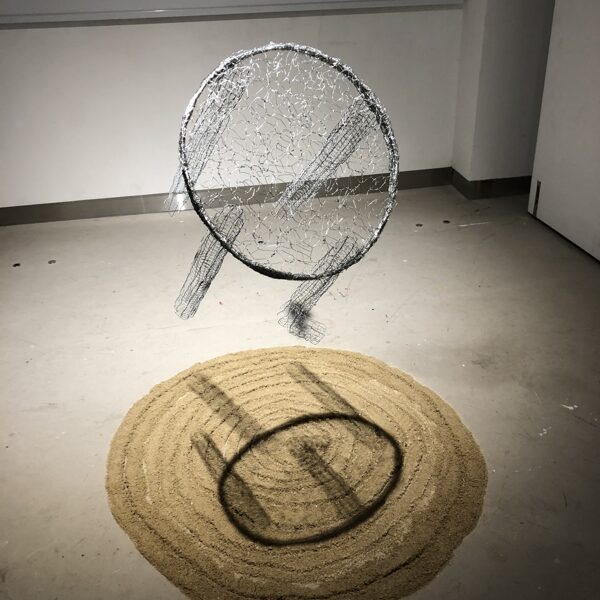 This Is Not A Chair |Metal wire, fishing line, sand | Chair 46cm x 30cm | Sand 90cm | 2025
