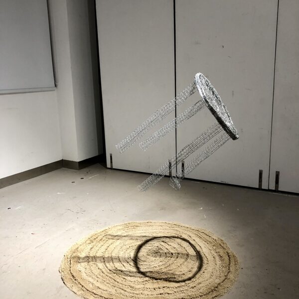 This Is Not A Chair |Metal wire, fishing line, sand | Chair 46cm x 30cm | Sand 90cm | 2025