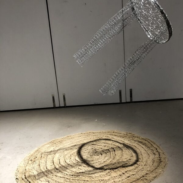 This Is Not A Chair |Metal wire, fishing line, sand | Chair 46cm x 30cm | Sand 90cm | 2025