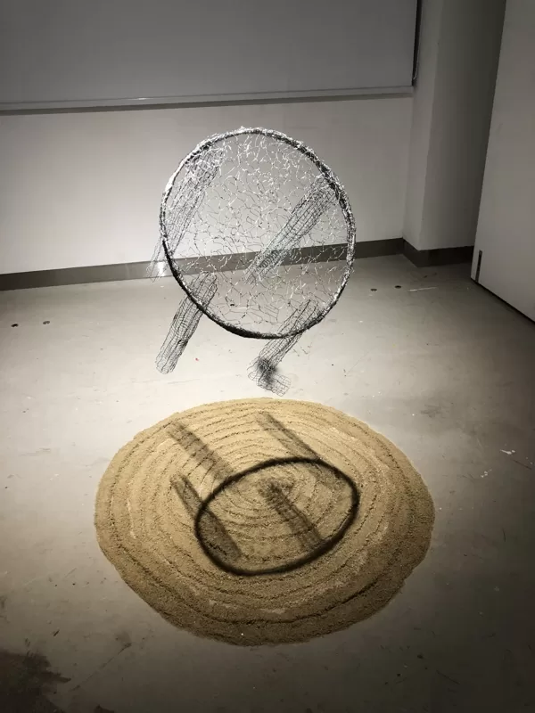 This Is Not A Chair |Metal wire, fishing line, sand | Chair 46cm x 30cm | Sand 90cm | 2025