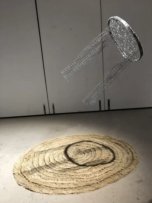 This Is Not A Chair |Metal wire, fishing line, sand | Chair 46cm x 30cm | Sand 90cm | 2025