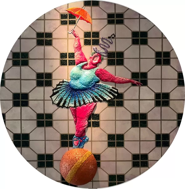 Between Signs and Life | Acrylic, mixed medium on aluminum sheet | 60cm diameter | 2023