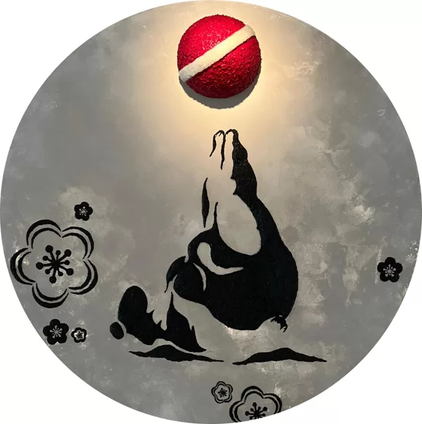 Between Signs and Life | Acrylic, mixed medium on aluminum sheet | 60cm diameter | 2023
